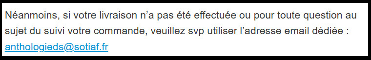 Question livraison Livre Saez